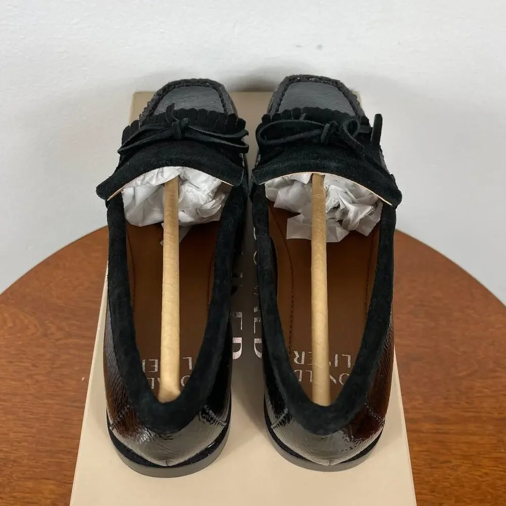 New Donald Pliner Breezy Loafer in Black Leather / Suede Women's Size 5